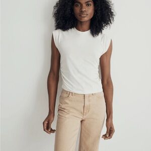 Madewell NWT cropped cream off white tee sleeveless XS